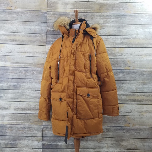 Zara | Jackets & Coats | Nwt Zara Man Orange Fur Hood Quilted Parka Coat | Poshmark